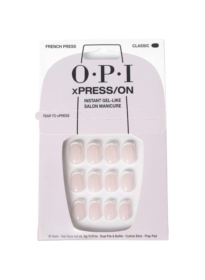 OPI xPRESS/ON Press On Nails, Up to 14 Days of Wear, Gel-Like Salon Manicure, Vegan, Sustainable Packaging, With Nail Glue, Short and Long Iconic Shades, French Press Nude Nail Polish
