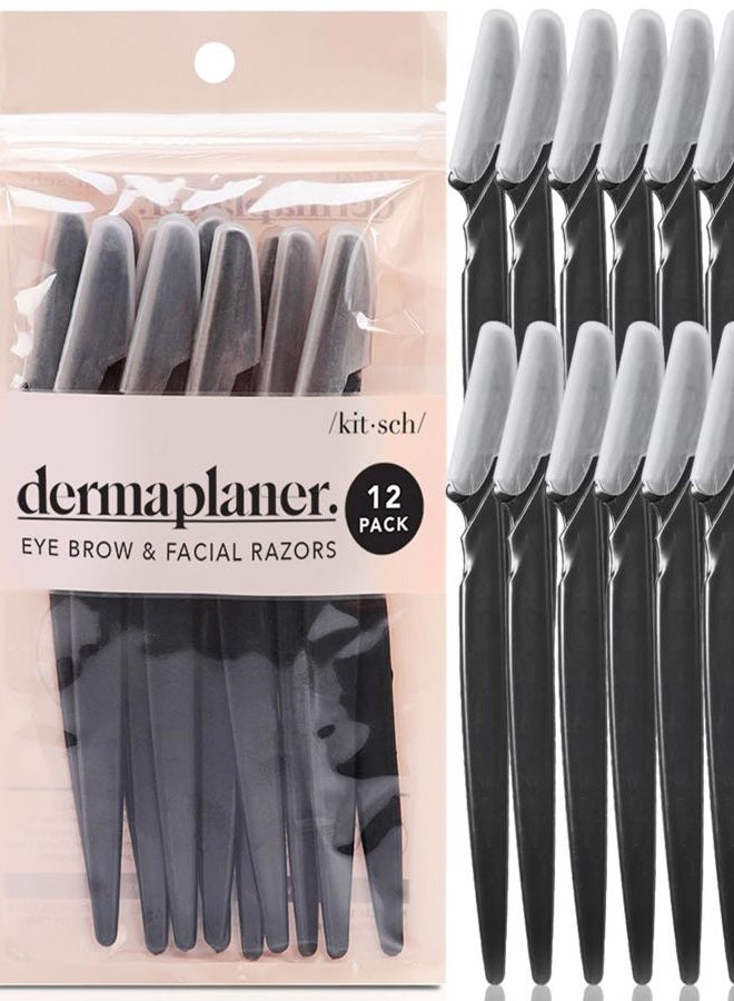 Dermaplaning Tool - Face Razors for Women and Men, Eyebrow Trimmer and Face Shaver, Facial Hair Removal, Facial Razors for Women and Men, Dermaplane Razor - 12pc, Black