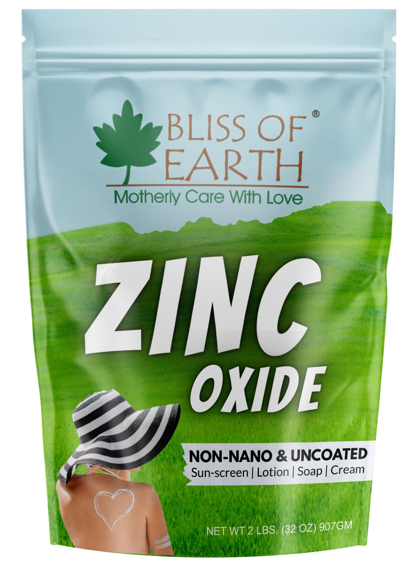 Bliss of Earth 32oz Zinc Oxide Powder Non-Nano & Uncoated for Skin, Face, Cosmetic & DIY Product 907Gm