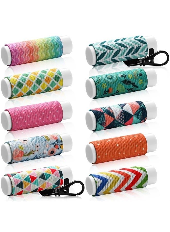 10 Pack Lip Balm Holder Keychain Compact Clip On lipstick Holder Lip Gloss Holder Keychain Elastic lipstick Sleeve Clip for Large Fat Lip Balm (Classic Style)