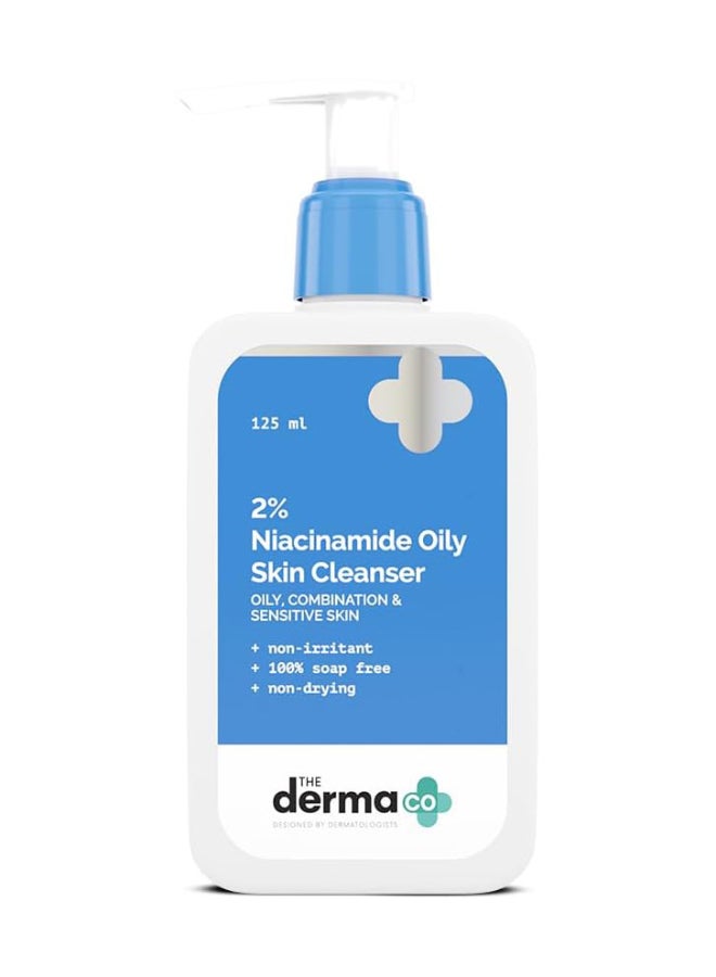 The Derma Co 2% Niacinamide Oily Skin Cleanser for Sensitive, Oily & Combination Skin 125 ml Non-Irritant | 100% Soap-Free | Non-Drying | Gently Cleanses Makeup | With 0.1% ww Salicylic Acid