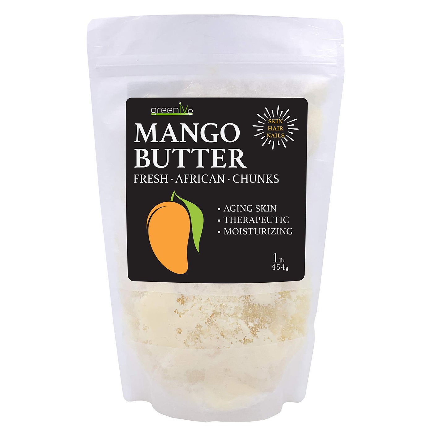 GreenIVe Deodorized Mango Butter 100% Pure Raw Creamy All Natural Skin Moisturizer (16 Ounce Jar)