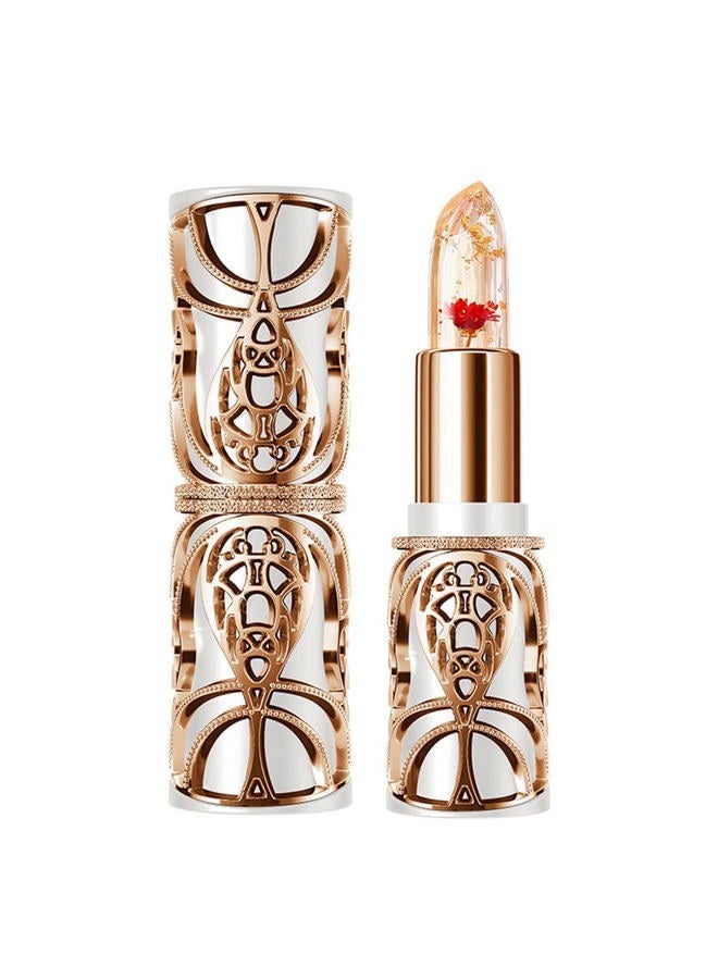 Crystal Flower PH Lip Balm Color Changing Magic Lipstick Jelly Flower Luxury Lip Balm Mood Lipstick Color Changing Long Lasting Nutritious Lip Gloss Clear Lipstick