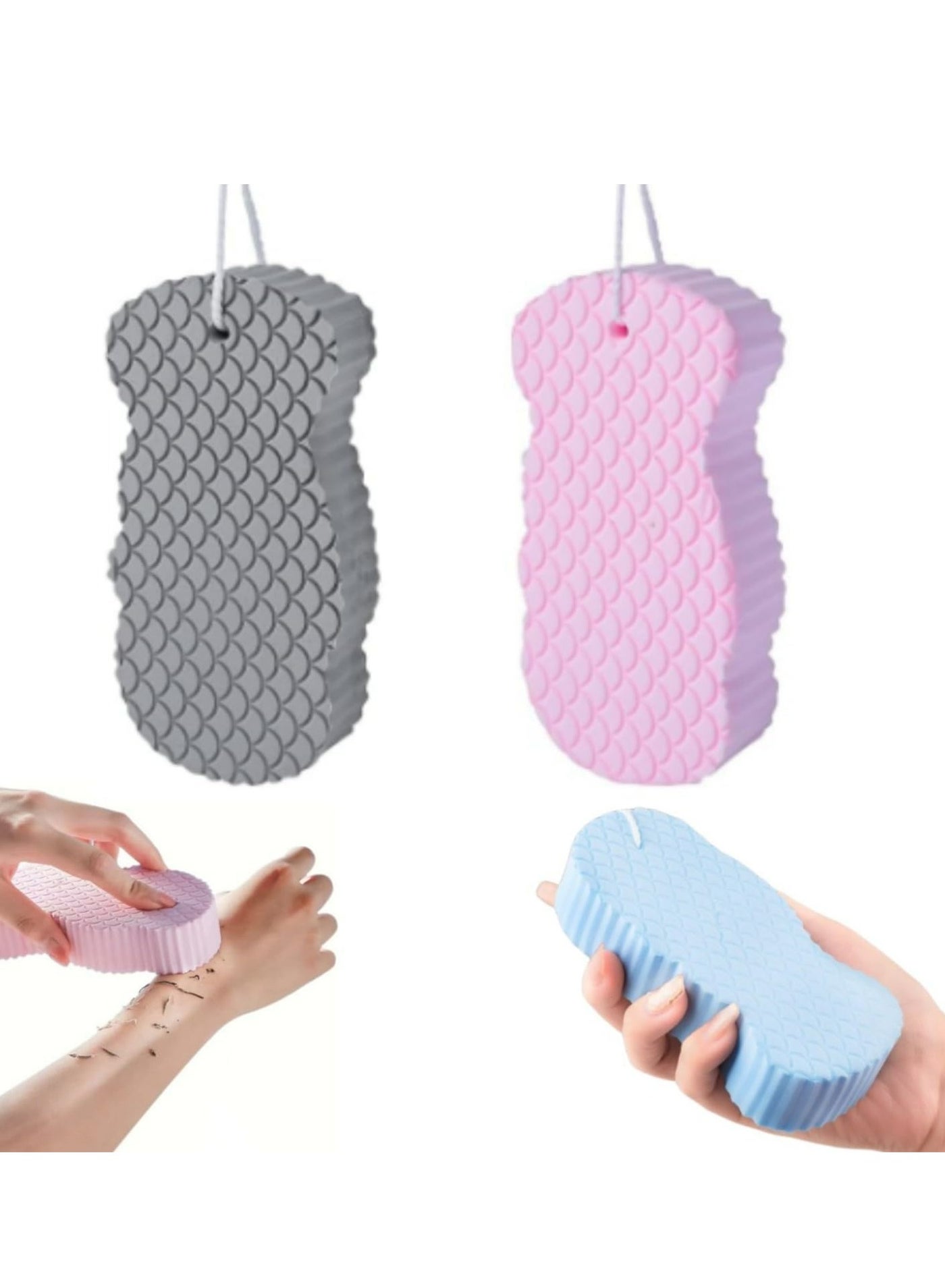 2/4-Pack Magic Exfoliating Bath Sponges –Magic Sponge for Skin, Skin Exfoliator for Body Dead Skin(Gray+Pink).