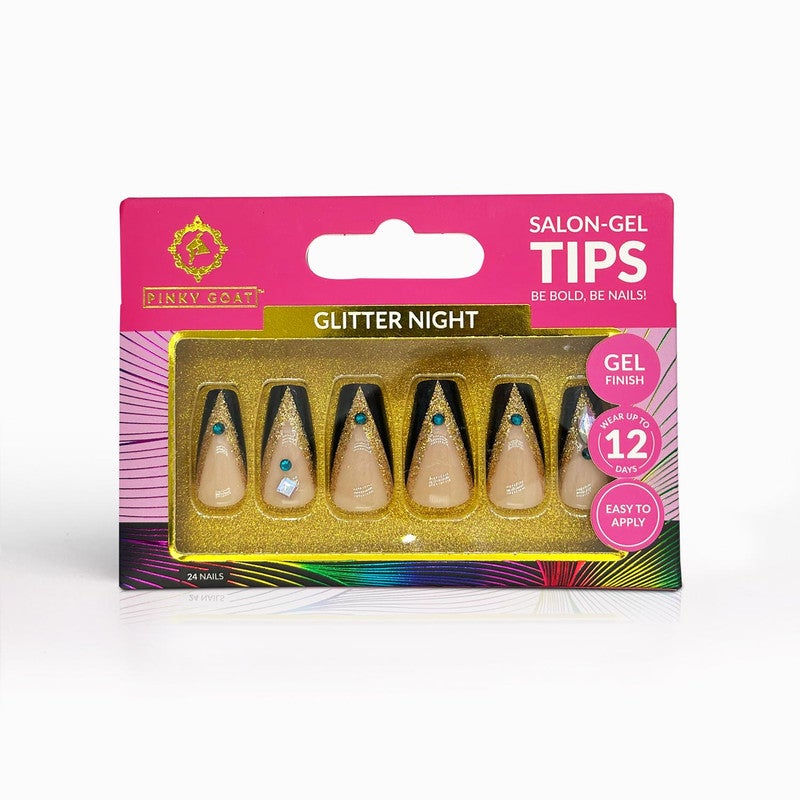 Salon Gel Tips Glitter Night