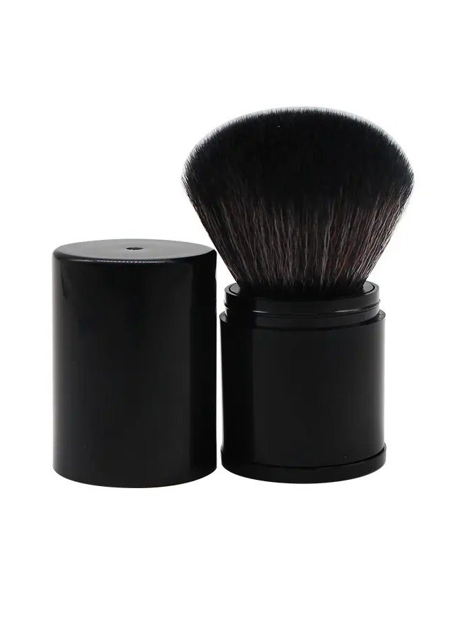 Makeup Brushs Convenient Retractable Makeup Brush Large Brush With Lid For Powder and Blush - Black