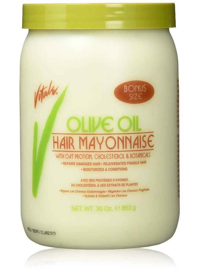 Vitale Olive Oil Hair Mayonnaise 30oz with Oat & Egg Protein and Vitamins - Good on Color & Thermal Treated Hair - for Dry & Damaged Scalp Men, Women & Kids -Moisturize and Condition