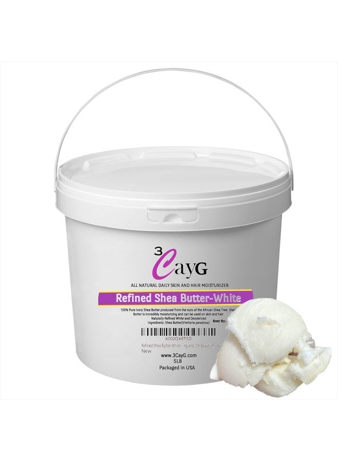5lb Pail White Refined Shea Butter Deoderized Skin and Hair Body Butter Use for Soapmaking and Whipped Body Butter