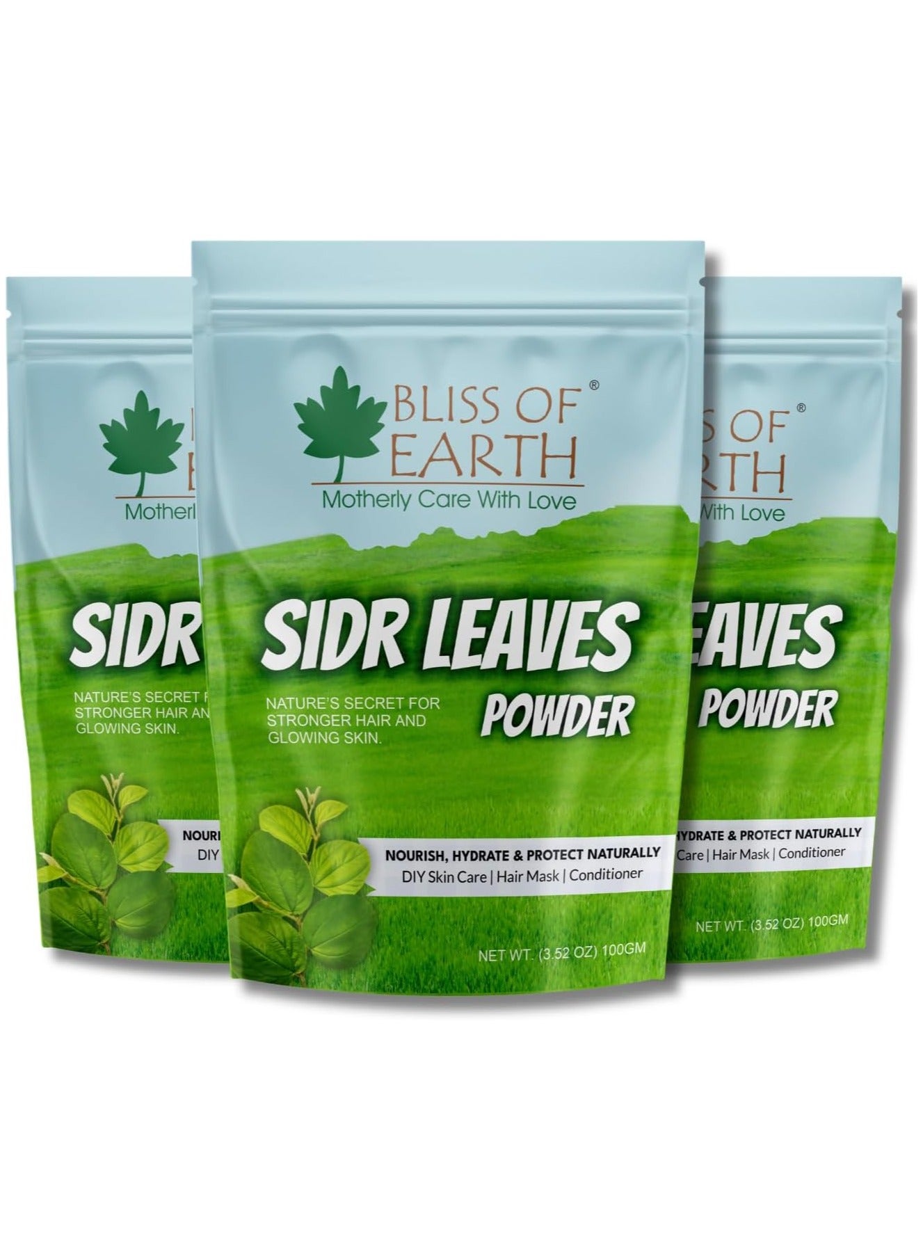 Sidr Powder for Hair and Body 100 Percent Pure Sidr Leaves Powder for Hair Growth Skin and Face Natural Hair Cleanser and Conditioner Pack of 3 x 100g