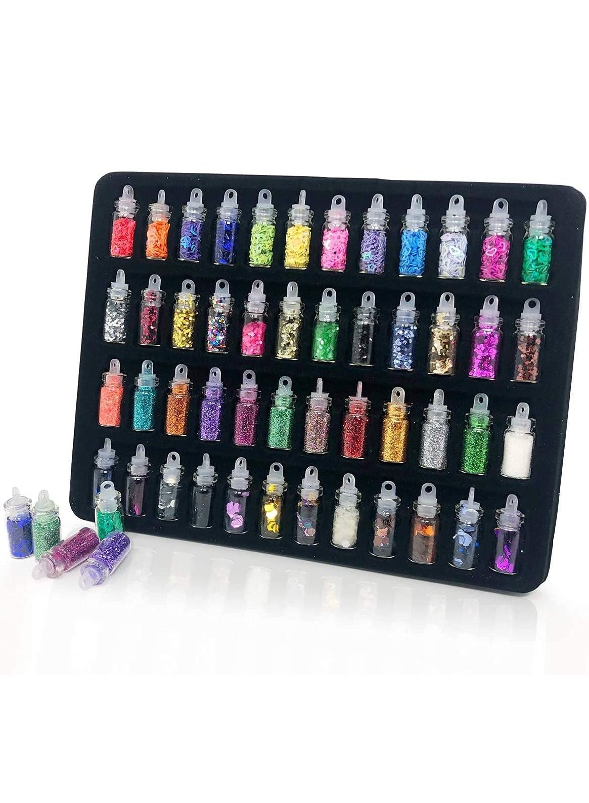 48 Bottles Nail Art Sequins Glitter Shine Powder Manicure