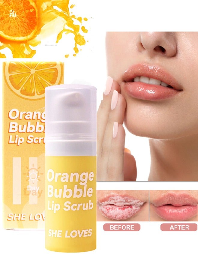 Orange Bubble Lip Scrub -  Apply Evenly And Thinly During The Day, Lip Care Gift For Repairs Dry Chapped And Peeling Lips