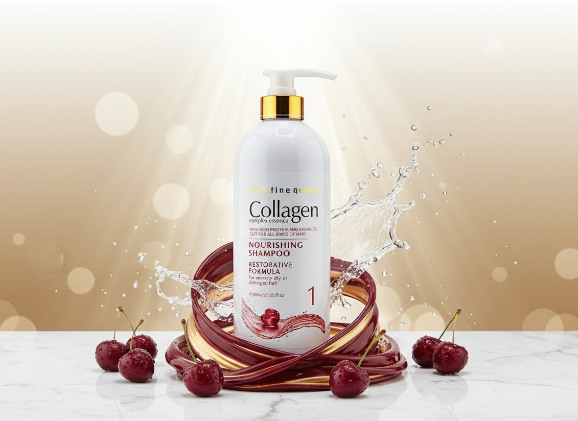 Keratine queen Collagen Complex Essence Nourishing Shampoo, Restorative Formula with Rich Protein and Argan Oil, 800ml, For Severely Dry or Damaged Hair