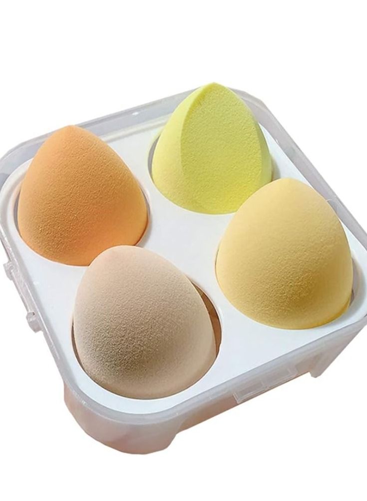 ORiTi Makeup Sponge Set 4pcs Blender Multi-colored Beauty Foundation Blending Sponge for Liquid, Cream, and Powder Dry & Wet Use Makeup Sponge Egg (Yellow)