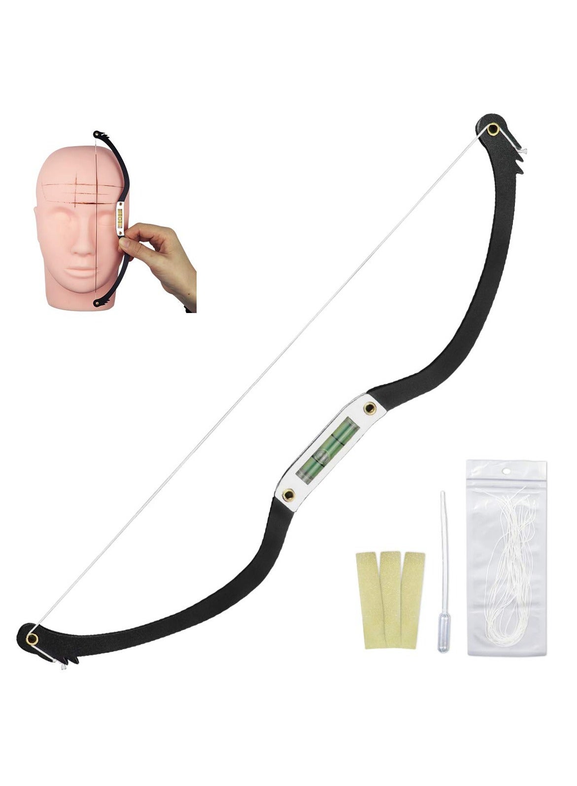 Eyebrow Marker Ruler Featuring Bubble Leveler Eyebrow Mapping Tool Kit Featuring Bow with String Eyebrow Bow Mapper Tool with Mapping Thread for Shaped Brows Permanent Makeup Tattoo (Black)