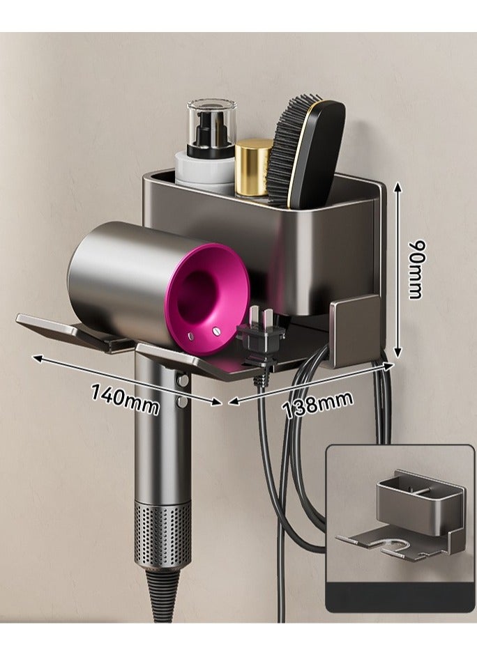 Wall-Mounted Hair Dryer Holder, No-Drill Bathroom Storage Rack for Dyson Hairdryer, Space-Saving Organizer Gift