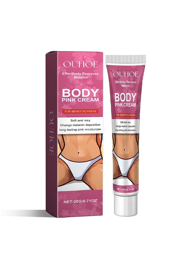 Body Pink Cream-Snow Bleach Cream for Private Part Underarm Whitening, Dark Skin Bleaching Cream for Dark Spots, Face and Body Skin Lightening Bleaching Cream for Intimate Areas Brightening, 20 g