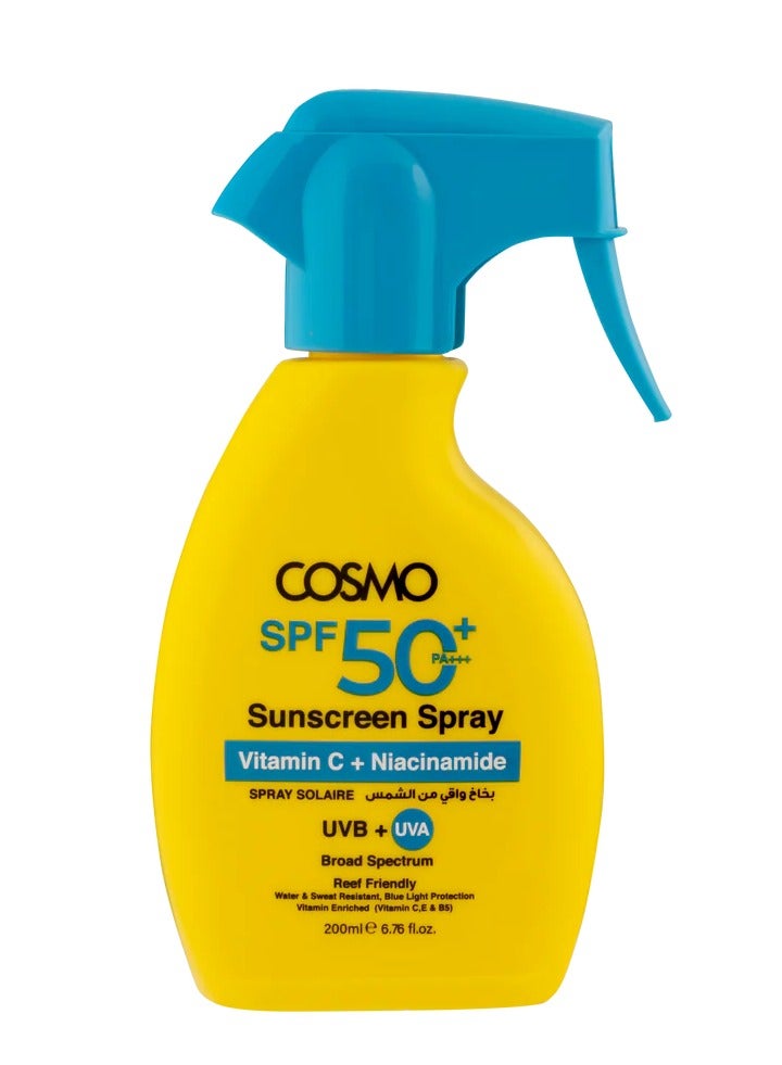 Cosmo Sunscreen Spray Vitamin C + Niacinamide 200ml SPF+50 for Men and Women