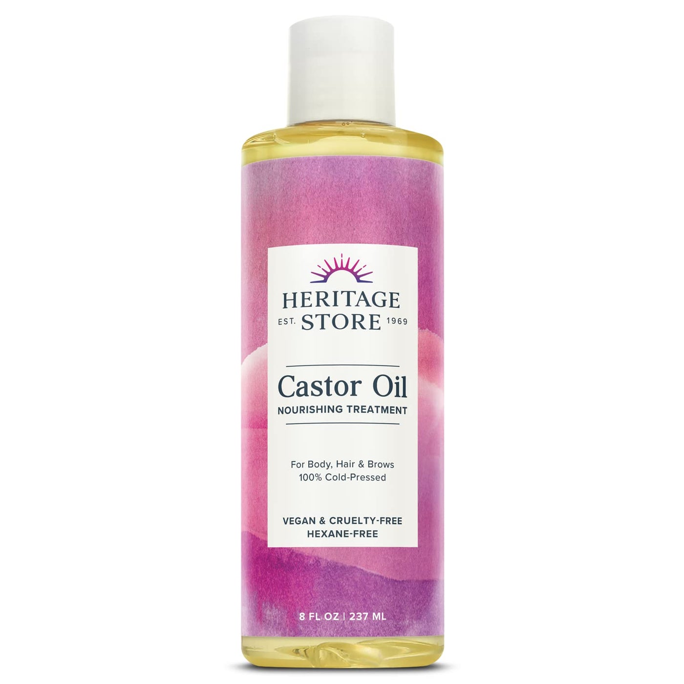 HERITAGE STORE Castor Oil Nourishing Hair Treatment - Deep Hydration for Healthy Hair Care, Skin Care, Eyelashes and Brows, Castor Oil Packs - Cold Pressed, Hexane Free, Vegan, 60-Day Guarantee, 8oz