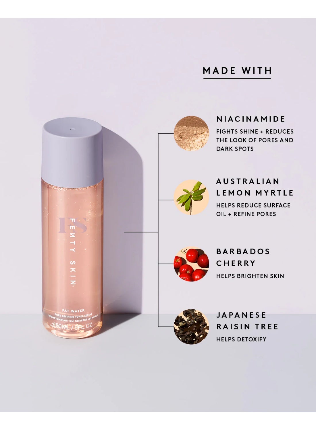 Fat Water Niacinamide Pore-Refining Toner Serum with Barbados Cherry 50ml | Travel-Size Brightening Niacinamide & Vitamin C Toner Serum for Clear Even Skin Tone | Minimises Pores & Reduces Dark Spots | Mini Daily Glow Serum - image 4
