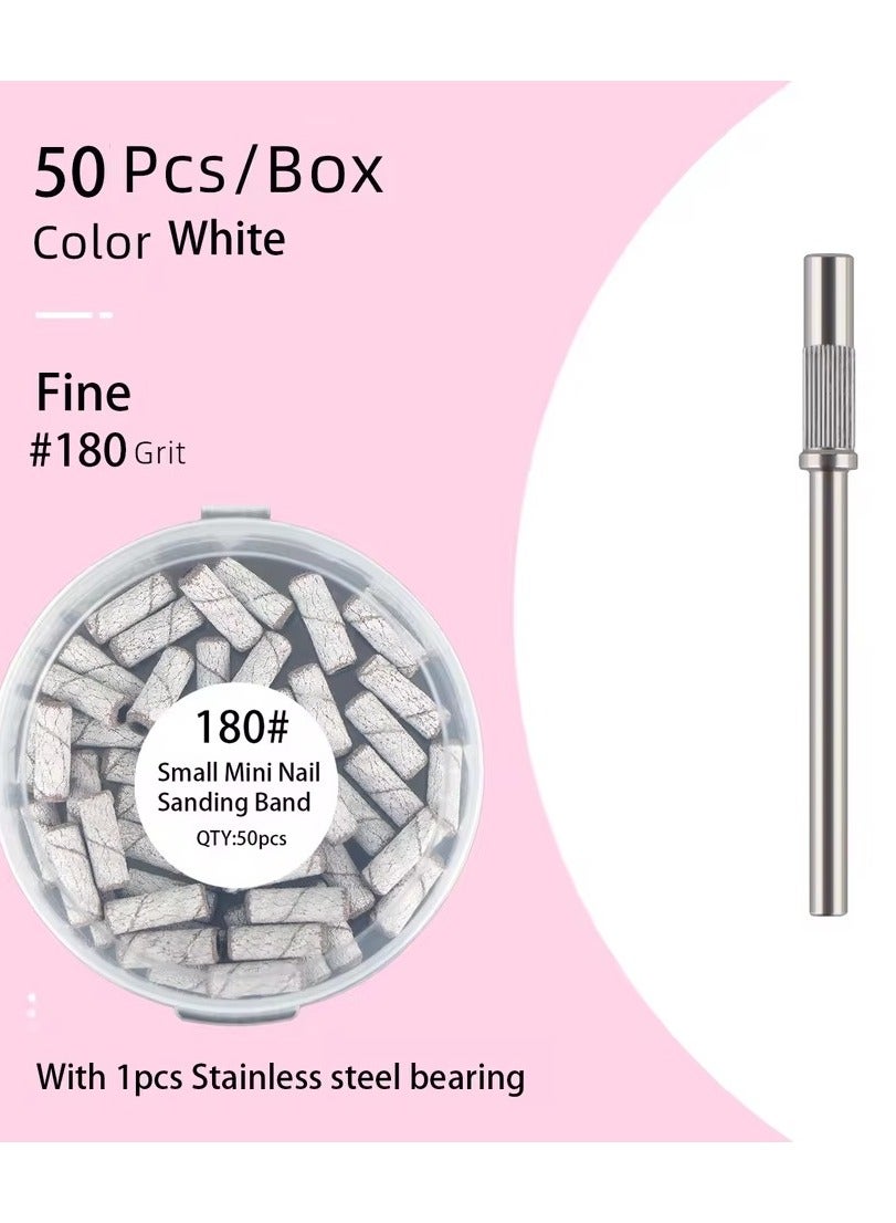 50Pcs 3.1MM Mini Nail Sanding Bands With Shaft 3/32" Nail Drill Bits SandBands UV Gel Acrylic Polish Remover Nail Tool Set