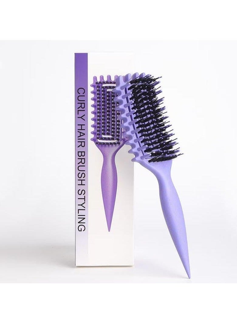 Curly Hair Brush Defining, Vented Curl Defining Brush for Effortlessly Detangling Shaping and Styling Women's Men's Curls on All Wet or Dry Hair Types, Reduces Frizz (Purple)