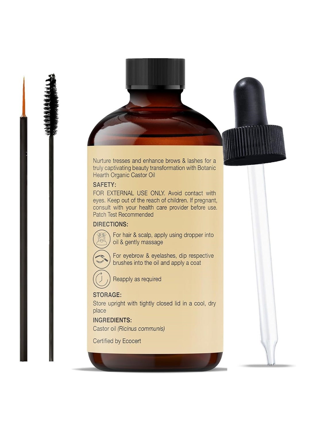 Pack of 2 Organic Castor Oil 60ml | USDA Certified Organic | 100% Pure | Cold Pressed | Hexane Free | Hair Growth Oil for Hair, Eyelashes, Eyebrows, Scalp & Nails - image 8