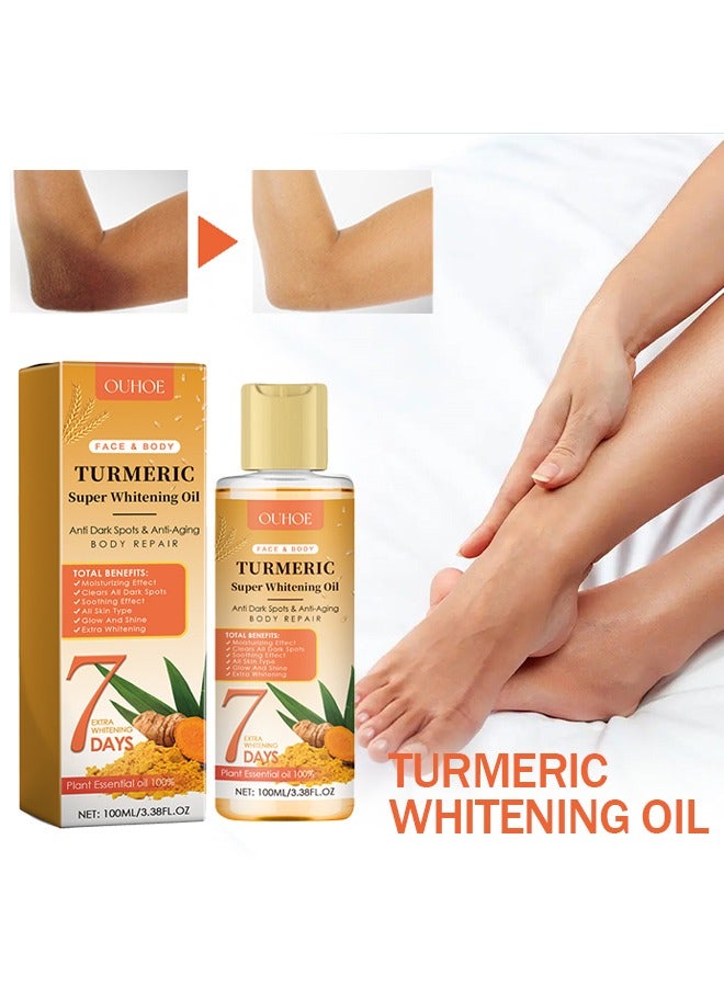 Turmeric Super Whitening Oil，Turmeric whitening skin care oil，Repair skin barrier，Soften, firm，Brighten and whiten，Fade joint darkness