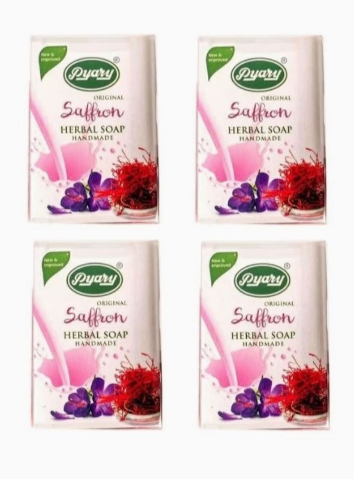 Pack Of 4 Saffron Herbal Soap Handmade