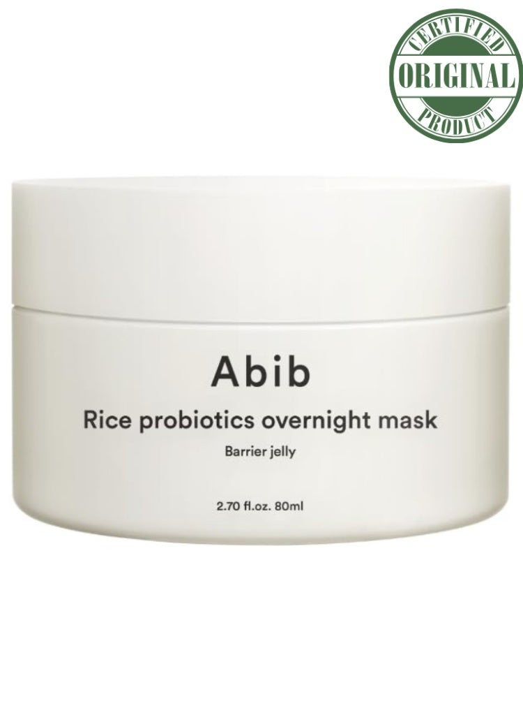 Abib Rice Probiotics Overnight Mask Barrier Jelly 80ml – Intensive Hydrating and Nourishing for Skin Barrier, Bouncy Skin Texture, Less Stress