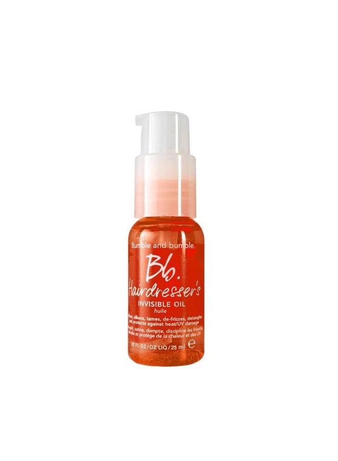 . Hairdresser's Invisible Oil Frizz-Reducing Hair Oil | Heat Protection, Anti Frizz + Shine | Curly, Wavy, Straight | With Argan Oil, Coconut Oil + Grapeseed Oil, Mini, 0.85 Fl Oz