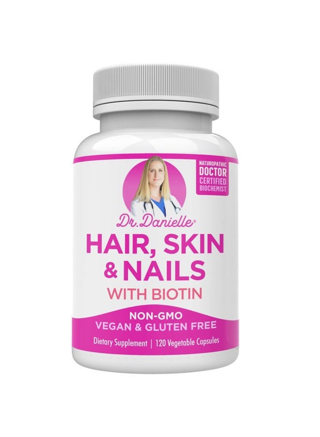 Hair Skin and Nails Vitamins for Women and Men– Biotin 5000 mcg Supplement to Support Normal Hair Growth and Glowing Skin, Organic Coconut Water, Rice Phytoceramides