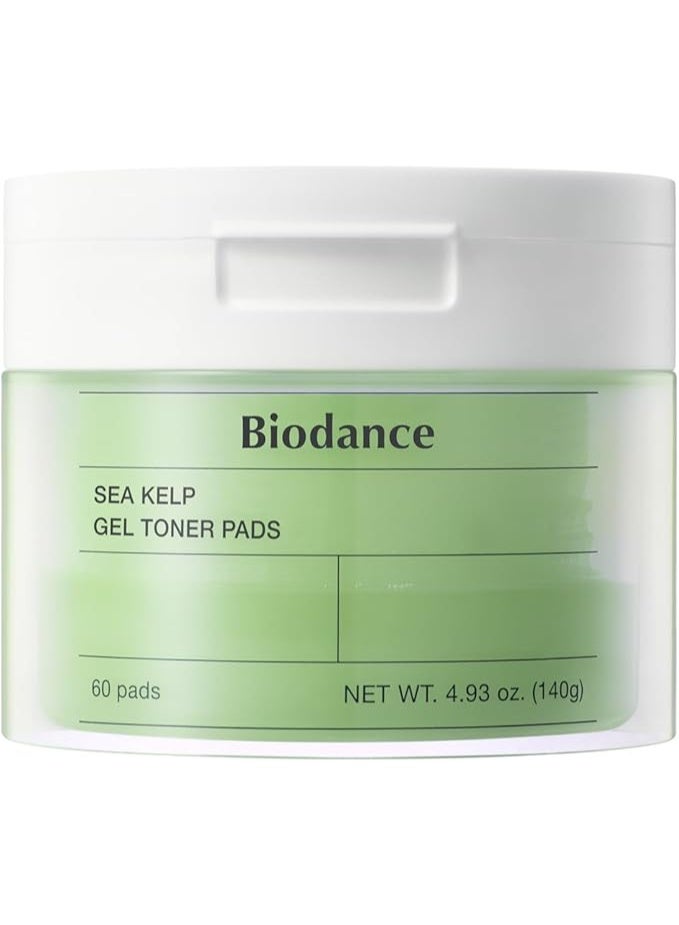 Biodance Sea Kelp Gel Toner Pads, Calming & Balancing Toner Pads for Sensitive Skin, Oil & Sebum Control, Refreshing Blemish Care, Korean Skincare, Stocking Stuffersㅣ4.93 fl.oz.(140g)*60Pads