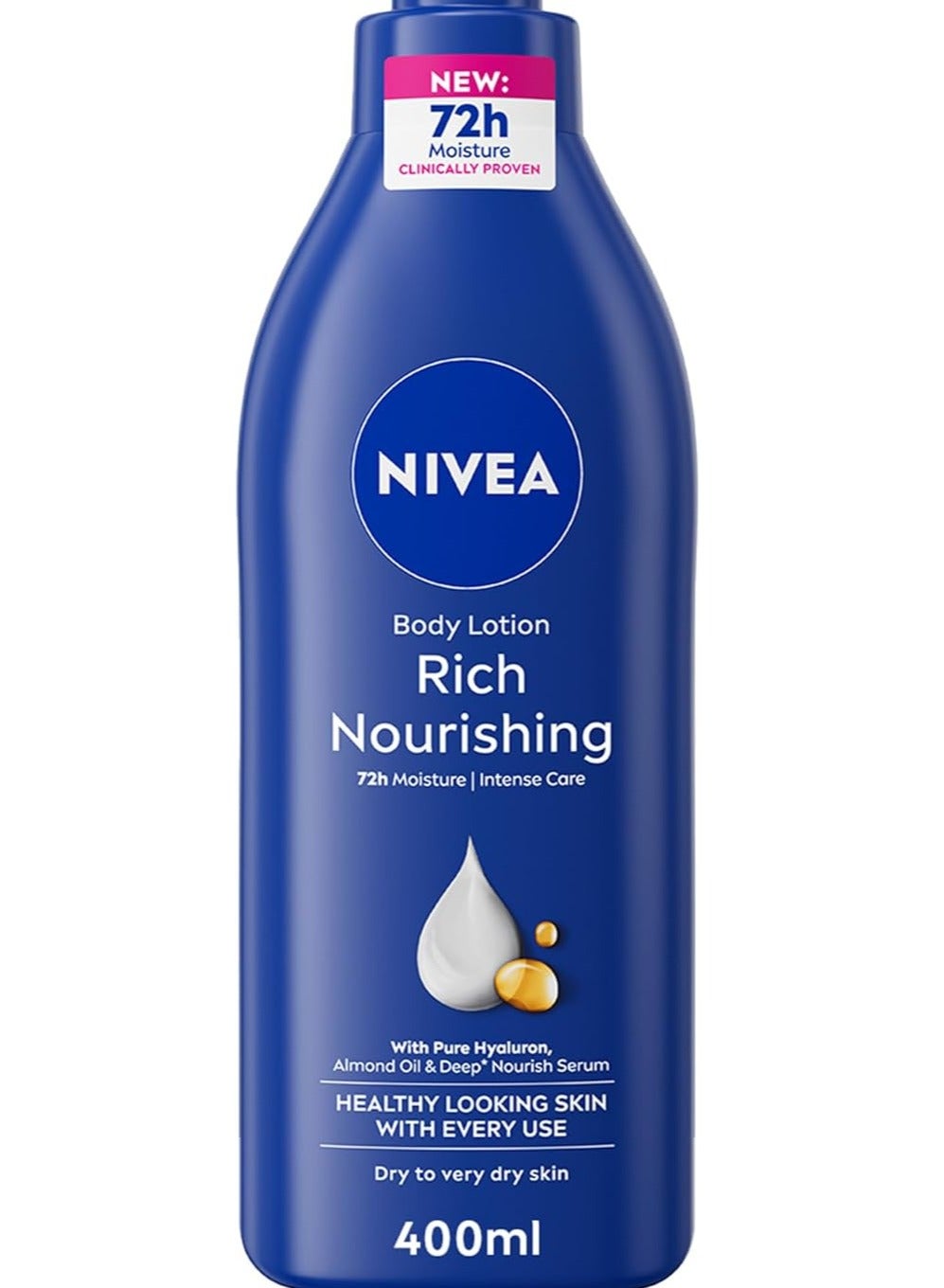 NIVEA Body Lotion Rich Nourishing, for Dry Skin,  5in1 Complete Care, 72H Intense Moisture, 400ml