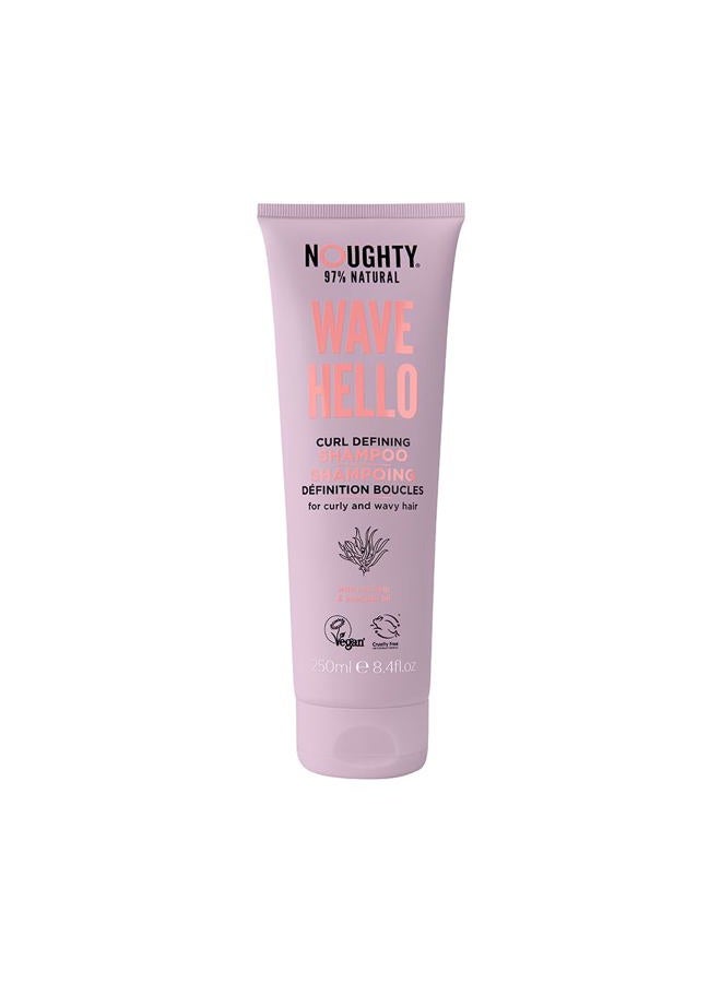 Wave Hello Curl Defining Shampoo - 97% Natural, Vitamin-Rich Formula for Curly and Wavy Hair, Sulphate-Free Vegan Haircare, 250ml