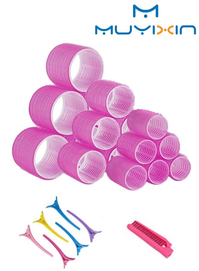 18-Piece Self Grip Hair Rollers Set with Hair Roller Clips and Comb for DIY Hair Styles, Salon Hairdressing
