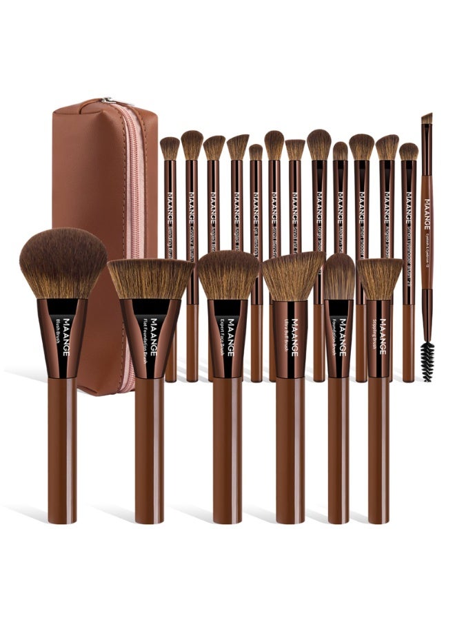MAANGE 20 PCS Makeup Brushes with Case Professional Makeup Brush Set Premium Synthetic Face Kabuki Foundation Brush Kit