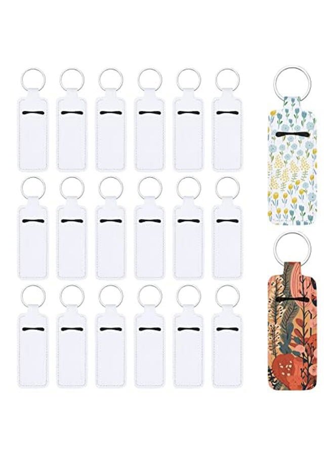 Sublimation Blanks Chapstick Holder Keychains Lipstick Holder Keychains Chapstick Holder Bulk (White-Rectangle (20 Pcs))