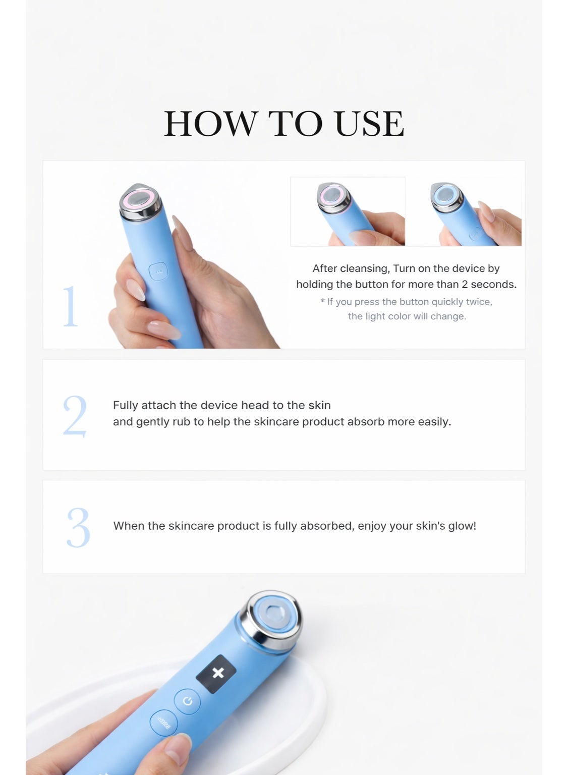 Age-R Booster Pro Sky Blue|6-in-1 Real Glass Glow Beauty Massager | Looking Glass Skin | Korean Skin Care - image 3