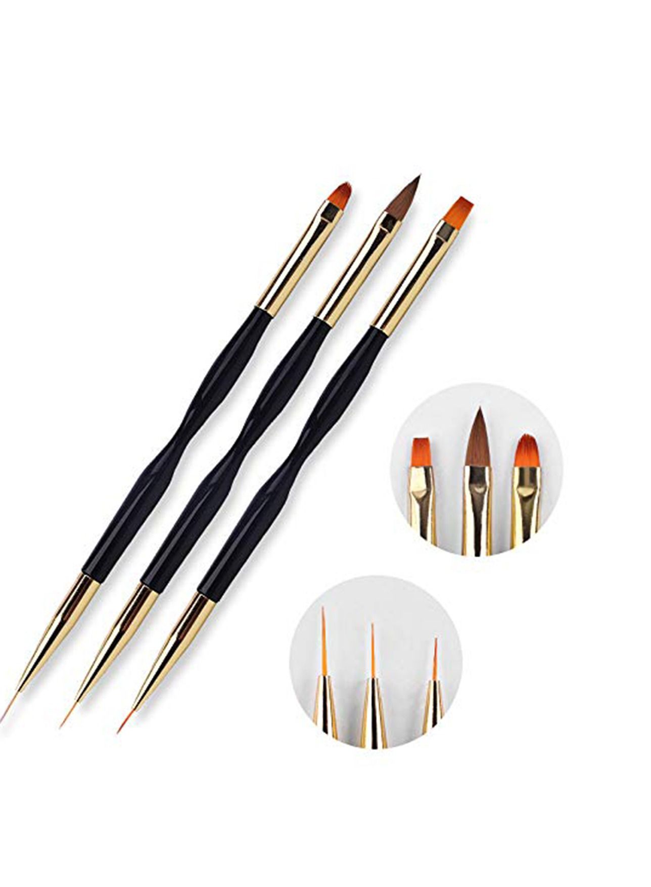 Nail Pen, Nail Drawing Pen, Dual End Nail Art Pen Brush Acrylic Round Flat Painting Drawing Liner Nail Tools, Drawing Flower Pen, Durable, Easy to Clean, Nail Brush, High Quality 3 Pcs