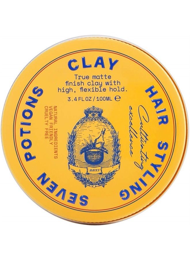 Hair Clay For Men and Women 3.4 fl oz - High Hold Matte Pomade - Effortless Hair Styling Product That Leaves No Residue - Water Based - Natural, Vegan, Cruelty Free