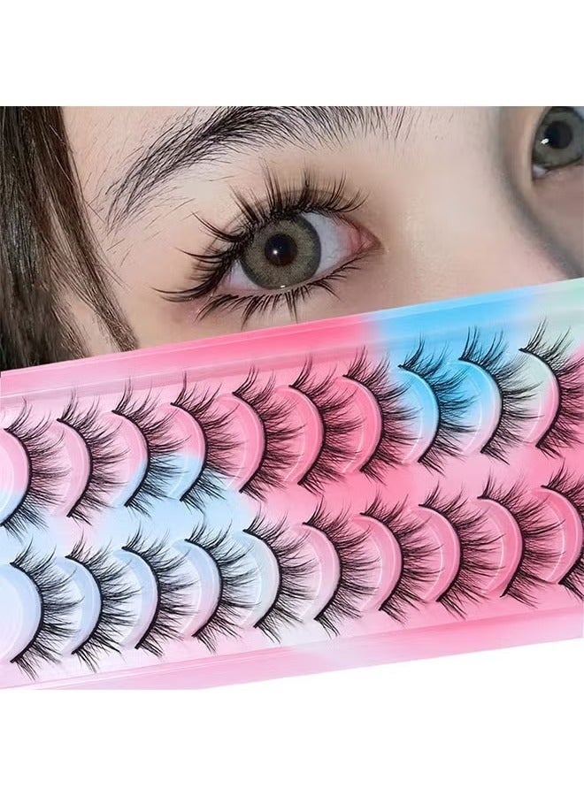 Manga Lashes 10 Pairs Natural Look Fluffy False Eyelashes That Look Like Individual Cluster Lashes Soft Wispy Manhua Eyelashes
