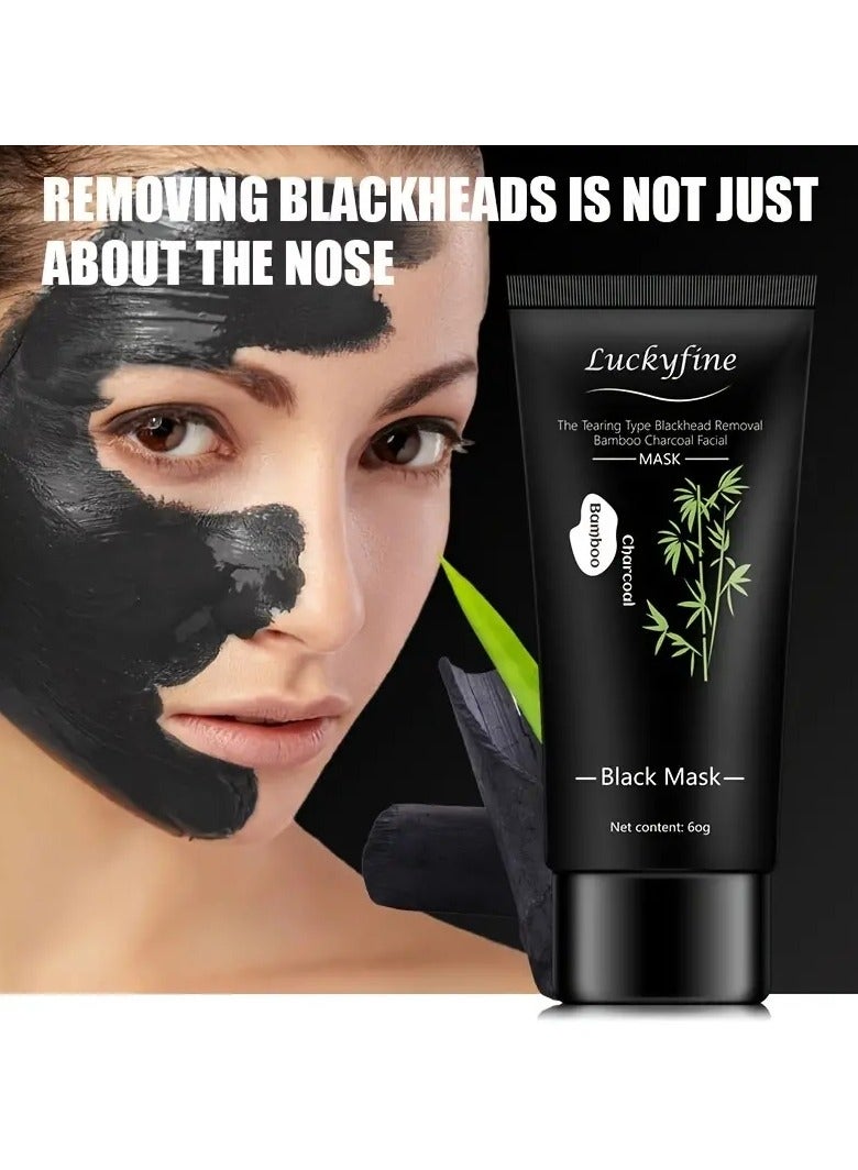 60g Bamboo Charcoal Peel Off Facial Mask Deep Cleansing, Improve The Look Of Blackhead And Acne, Pore Purification, Refreshing Skin Care For Women