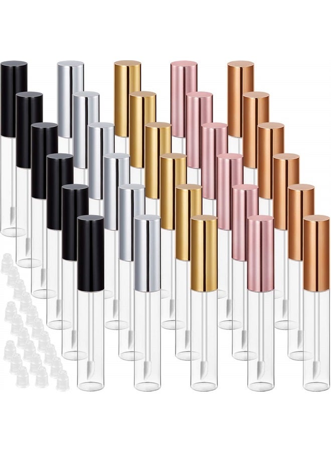 30 Piece Lip Gloss Tube 10 ml Empty Refillable Lip Balm Bottle Clear Plastic Lip Gloss Container Reusable Lipstick Bottle with Rubber Insert for Lipstick (Assorted Colors)