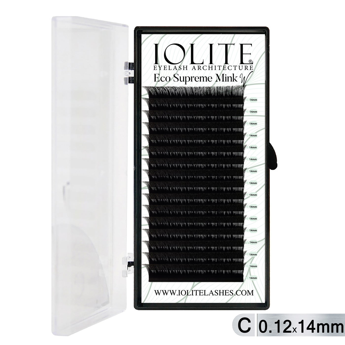 Iolite Eco Supreme Mink W Lashes C Curl – 0.12T Mix & 6mm–15mm | Pre-Fanned Volume Lash Extension Trays for Professional Lash Artists ISMWC12T - 14MM
