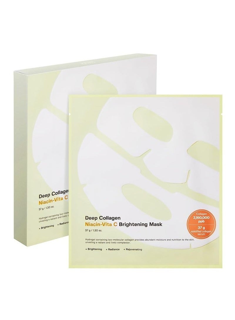 Deep Collagen Niacin-Vita C Overnight Mask 37gx4ea | Real Collagen Face Mask with Niacinamide and Vitamin C | Real Collagen 2,160,000PPB | Glass Skin Korean Skincare