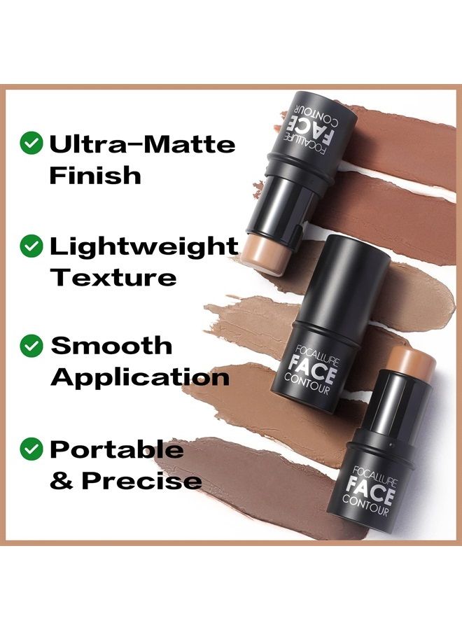 Cream Contour Stick, Matte Bronzer Stick, Professional Face Shaping & Contouring Stick Makeup, Easy to Apply with Buildable Coverage, Long Lasting & Waterproof, BROWN