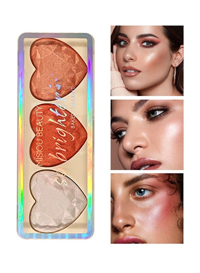 Baked Shimmer Highlight&Blusher-Highlighting ​Color Silky Powder Blusher Stick Natural Glow Silly Blusher Light and Soft Feeling The Apply On Your Face