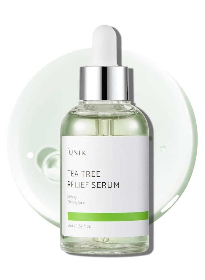 IUNIK Tea Tree Relief Calming Soothing Face Serum for Acne Prone Sensitive Skin Vegan 50ml