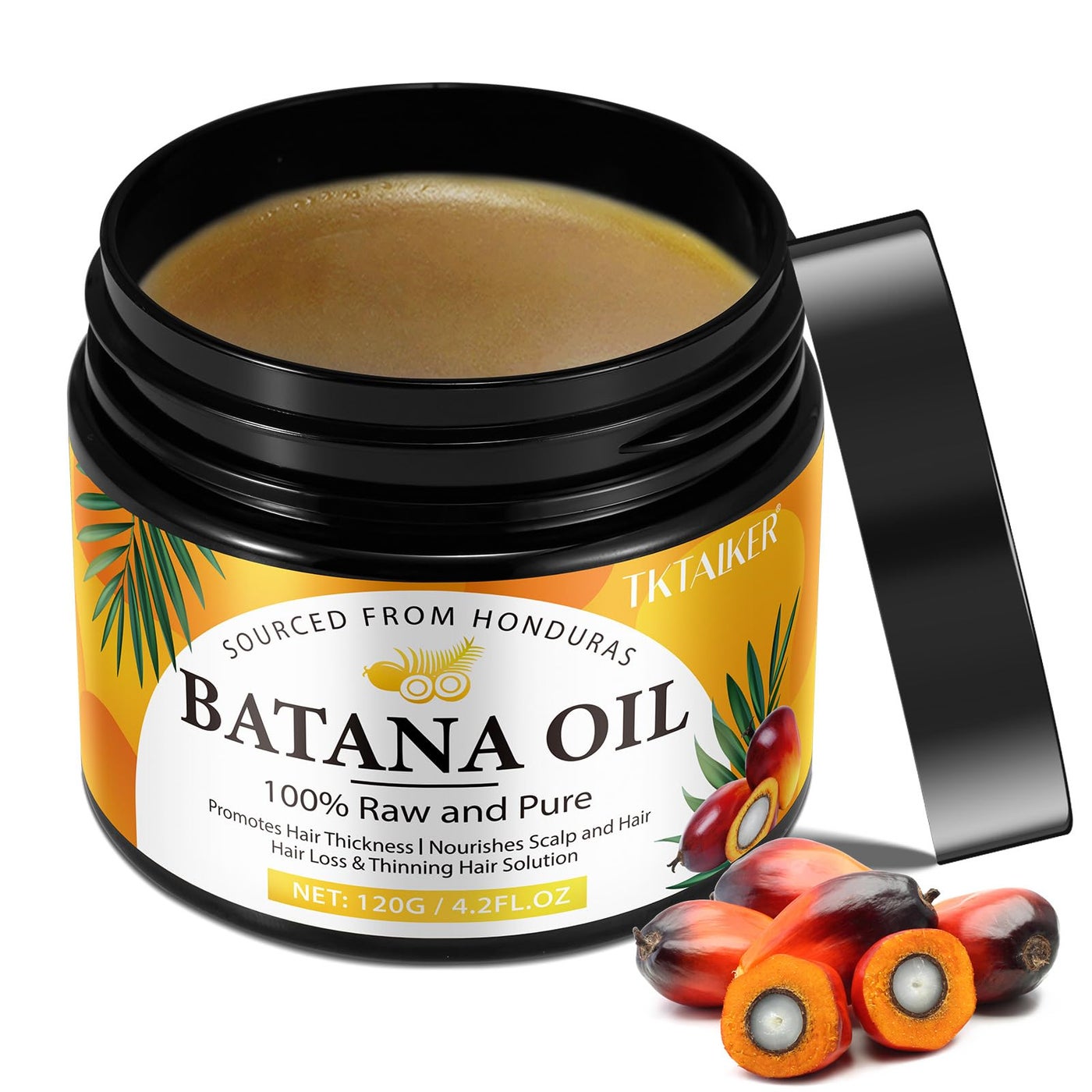 TKTALKER Raw Batana Oil for Hair Growth, 100% Pure, Dr. Sebi Batana Oil from Honduras, Organic, Unrefined, Prevents Hair Loss, Hair Care, Enhances Hair Thickness in Men & Women 4.2 oz