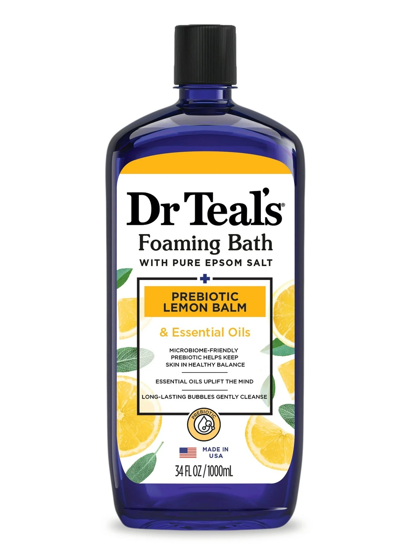 Dr.Teal's Foaming Bath with Pure Epsom Salt Prebiotic Lemon Balm 1000ML